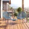 Costway 3PCS Patio Acapulco Furniture Bistro Set Plastic Rope Glass Table Black/Gray/Turquoise/White